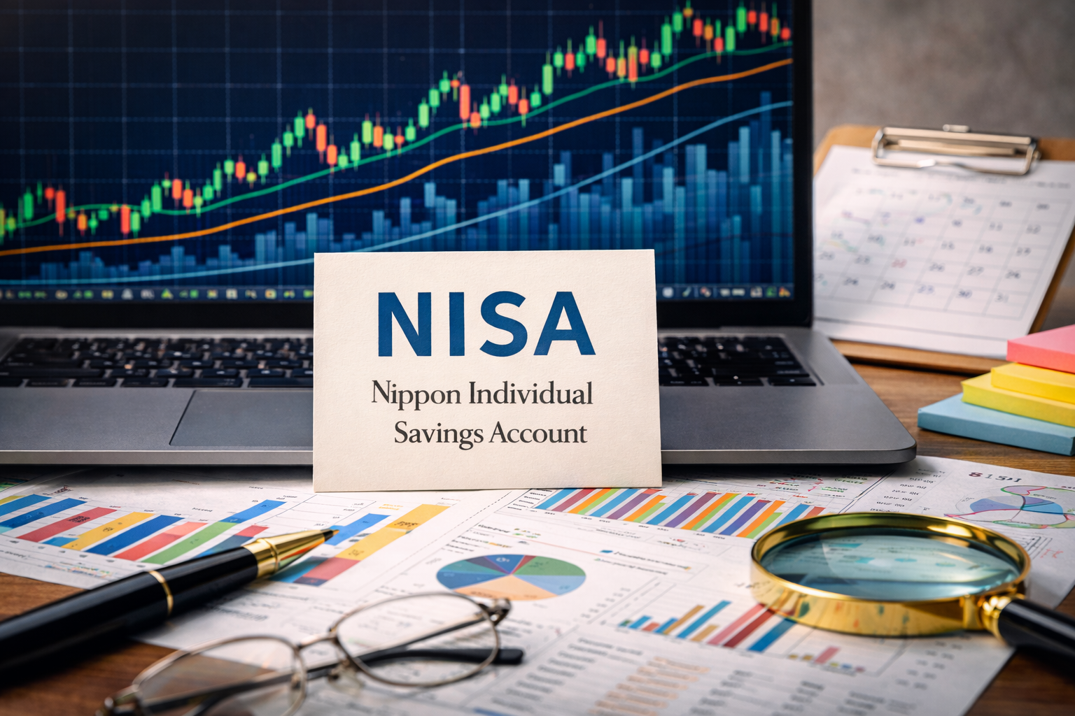 NISA投資イメージ｜パソコン画面の株価チャート