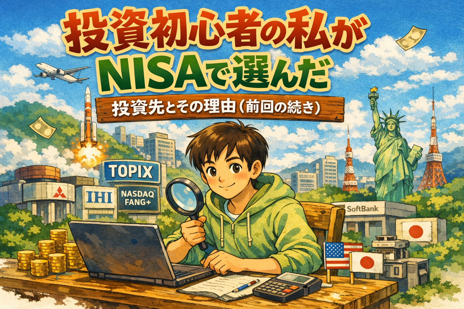 投資初心者がNISAで選んだポートフォリオと投資先を解説するイメージ画像